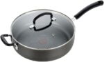 T-Fal Ultimate Hard Anodized Non Stick Jumbo Cooker With Lid & Helper Handle 5 Quart, Oven Broiler Safe 400F, Lid Safe 350F, Cookware, Deep Frying Pan, Skillet, Pots and Pans, Dishwasher Safe, Onyx