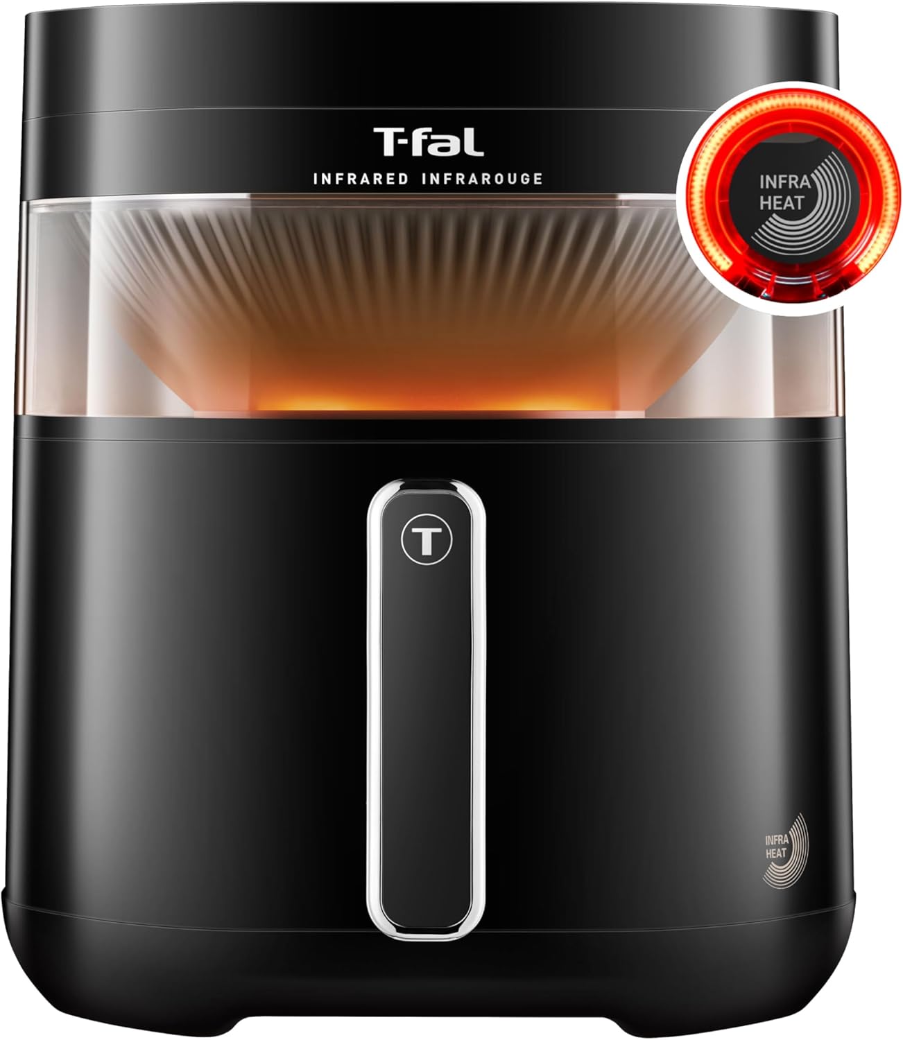 T-fal-Infrared-Air-Fryer-2x-Faster-Than-Traditional-Heating-Large.jpg T-fal Infrared Air Fryer, 2x Faster Than Traditional Heating*, Large Air Fryer Dehydrator Combo, 8 Cooking Functions, Window With Light, No-Shake Technology, Dishwasher Safe, 1800W, Black - Image 1
