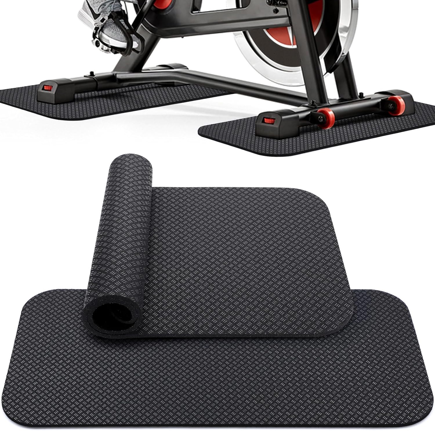 TOBWOLF-2PCS-Non-Slip-Mat-Compatible-with-Peloton-Bike-Concept-2.jpg TOBWOLF 2PCS Non-Slip Mat Compatible with Peloton Bike, Concept 2 Rowing Machine, Exercise Bike Mat, Mat Protect Hardwood Floor Carpet for Home Gym, Workout Mat for Bike Trainer, Stationary Spin Bike - Image 1