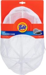 Tide Hat Washing Cage – Baseball Cap Cleaner for Washing Machine & Dishwasher – Protects Shape & Structure – Durable Plastic Hat Frame for Easy Cleaning & Storage – White – 9.4" x 13.3" x 5.1"