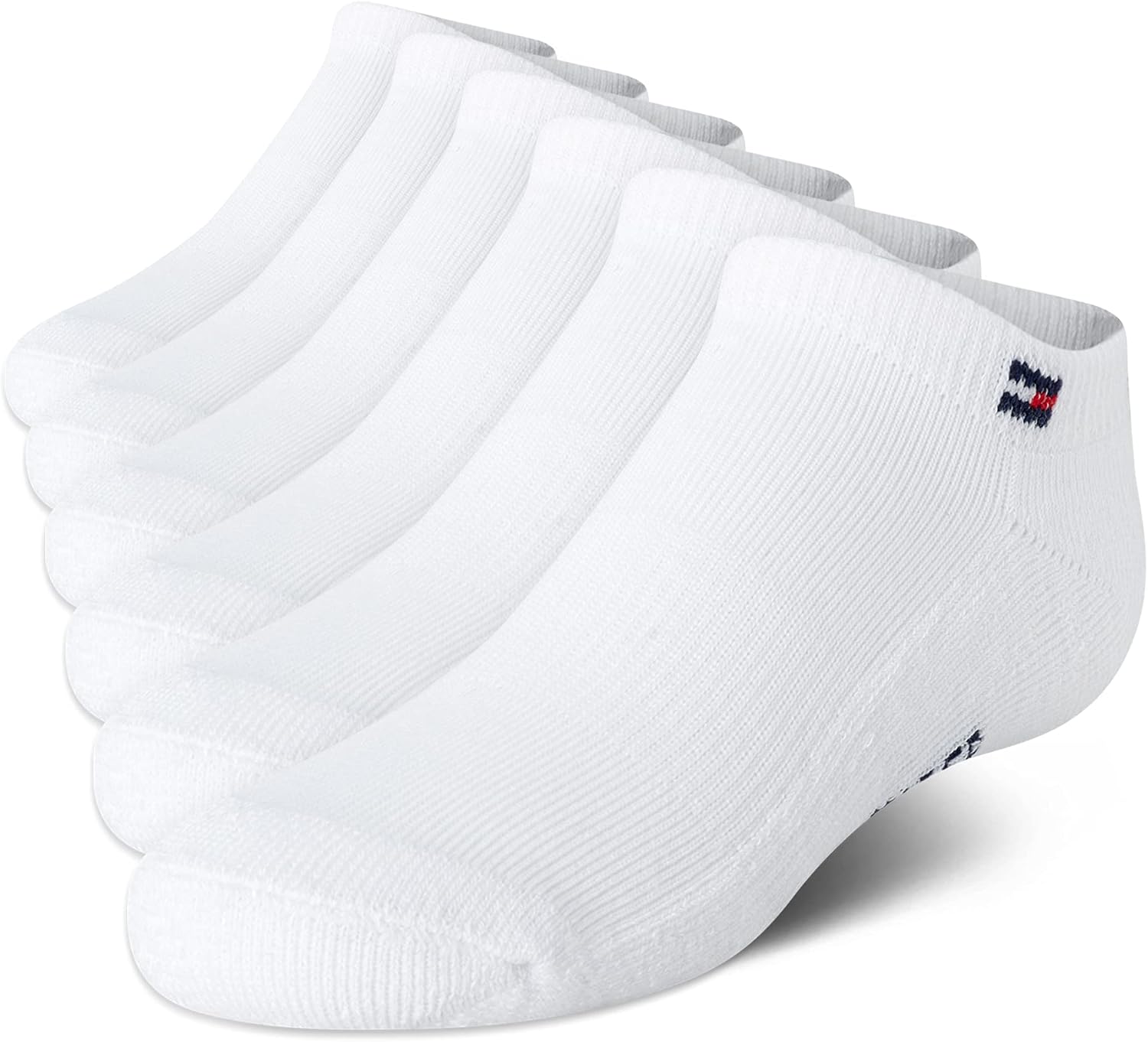 Tommy-Hilfiger-Kids-Athletic-Socks-6-Pack-Breathable-No.jpg Tommy Hilfiger Kids Athletic Socks - 6 Pack Breathable No Show Low Cut Ankle Socks for Boys and Girls (Sizes: S-L) - Image 1