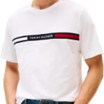 Tommy Hilfiger Men's Short Sleeve Cotton Graphic T-Shirts with Signature Stripe Logo, Also Available in Big & Tall