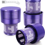 V10 Filters for Dyson V10 Cyclone Series, V10 Animal, V10 Absolute, V10 Total Clean, SV12, Part No. 969082-01, 3 Pack Filters and 1 Clean Brush.
