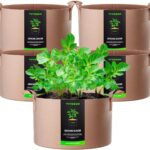 VIVOSUN 5-Pack 15 Gallons Grow Bags Heavy Duty Thickened Nonwoven Fabric Pots with Strap Handles Tan
