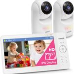 VTech Baby Monitor No WiFi, 2 Cameras, 7" IPS Split Screen, 5000mAh 12Hr Battery, 360° PTZ, 4X Zoom, Night Vision | Advanced HQ Max Twin