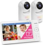 VTech Baby Monitor No WiFi, 2 Cameras, 7" IPS Split Screen, 5000mAh 12Hr Battery, 360° PTZ, 4X Zoom, Night Vision | Advanced HQ Max Twin