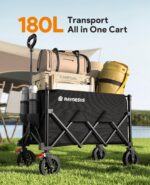 Wagons Carts Foldable, Collapsible Foldable Wagon 330lbs Capacity, Large Capacity Wagon Cart with All-Terrain Wheels,Heavy Duty Utility Wagon Cart with Brakes for Camping Shopping Sports - Image 2