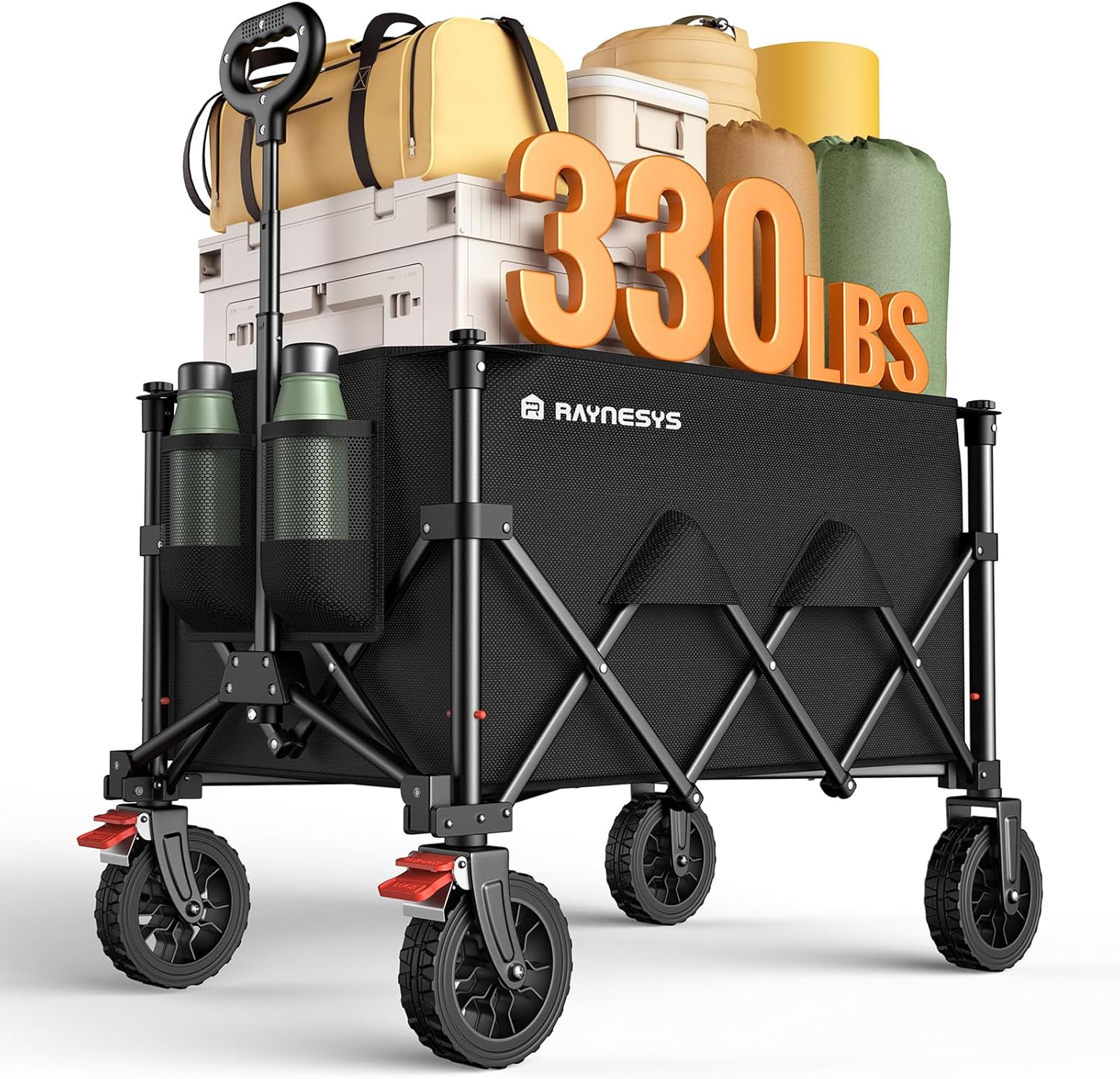 Wagons-Carts-Foldable-Collapsible-Foldable-Wagon-330lbs-Capacity-Large-Capacity.jpg Wagons Carts Foldable, Collapsible Foldable Wagon 330lbs Capacity, Large Capacity Wagon Cart with All-Terrain Wheels,Heavy Duty Utility Wagon Cart with Brakes for Camping Shopping Sports - Image 1