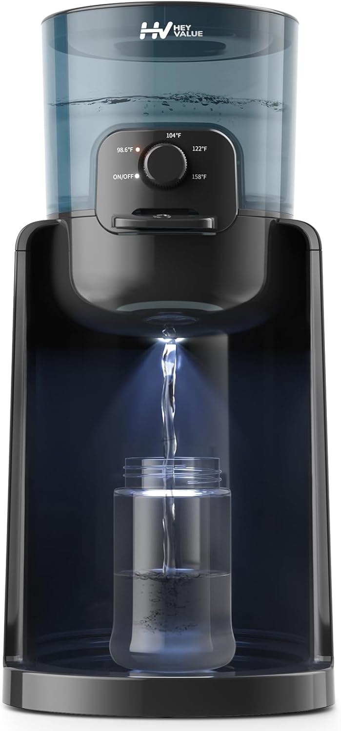 Water-Warmer-HEYVALUE-Baby-Bottle-Warmer-Formula-Maker-with-Night.jpg Water Warmer, HEYVALUE Baby Bottle Warmer, Formula Maker with Night Light, 4 Temperature Control & 72H Keep Warm, Detachable Tank, Instantly Dispenses Warm Water, Feed Baby More Easier and Healthier - Image 1