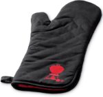 Weber Barbecue Mitt – Black Cotton Grill Mitt with Red Kettle Embroidery, Foldable Cuff, One‑Size‑Fits‑Most
