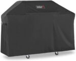 Weber Premium Outdoor Grill Cover – Water‑Resistant Weather‑Protective Grill Cover for Genesis 300 Series (3 Burners) Gas Grills, Durable Black Fabric with Secure Fastening Straps - Grill Accessories