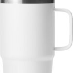 YETI Rambler 25 oz Tumbler with Handle and Straw Lid, Travel Mug Water Tumbler, Vacuum Insulated Cup with Handle, Stainless Steel, White