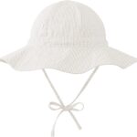 Zando UPF 50+ Baby Sun Hat for Baby Girl Boy 0-4T - Wide Brim Toddler Bucket Hat Adjustable Strap Infant Hats for Outdoor