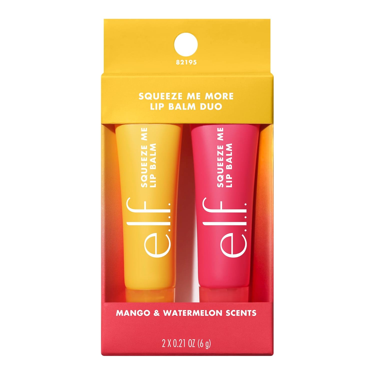 elf-Squeeze-Me-More-Lip-Balm-Duo-Moisturizing-Balm-For.jpg e.l.f. Squeeze Me More Lip Balm Duo, Moisturizing Balm For A Sheer Tint Of Color, Made With Hyaluronic Acid, Vegan & Cruelty-Free, Mango & Watermelon - Image 1