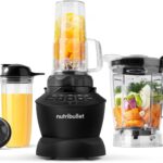 nutribullet Full-Size Blender Combo, Single-Serve & Large Capacity, 1200W, 64oz Pitcher, 32oz Cup, Extractor Blade, 3-Speed, Pulse, Smoothies, Soups, Sauces, Easy Cleaning, Matte Black, NBF50500AK