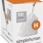 simplehuman Code H Custom Fit Drawstring Trash Bags in Dispenser Packs, 100 Count, 30-35 Liter / 8-9.2 Gallon, White