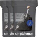 simplehuman Code J 60 Count, Genuine Odorsorb Custom Fit Liners, Drawstring Odor Absorbing Trash Bags in Dispenser Packs, 30-45 Liter / 8-12 Gallon