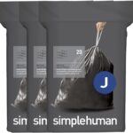 simplehuman Code J 60 Count, Genuine Odorsorb Custom Fit Liners, Drawstring Odor Absorbing Trash Bags in Dispenser Packs, 30-45 Liter / 8-12 Gallon