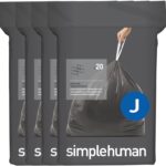 simplehuman Code J 80 Count, Genuine Odorsorb Custom Fit Liners, Drawstring Odor Absorbing Trash Bags in Dispenser Packs, 30-45 Liter / 8-12 Gallon