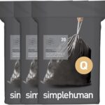 simplehuman Code Q 60 Count, Genuine Odorsorb Custom Fit Liners, Drawstring Odor Absorbing Trash Bags in Dispenser Packs, 50-65 Liter / 13-17 Gallon