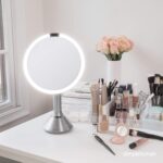 simplehuman Sensor Lighted Makeup Vanity Mirror 8" Round, 5X Magnification, Stainless Steel, Rechargeable and Cordless - Image 2