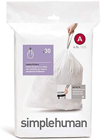 simplehuman-code-A-custom-fit-liners-30-liners-45-L12.jpg simplehuman code A custom fit liners, (30 liners), 4.5 L/1.2 gallon, White - Image 1